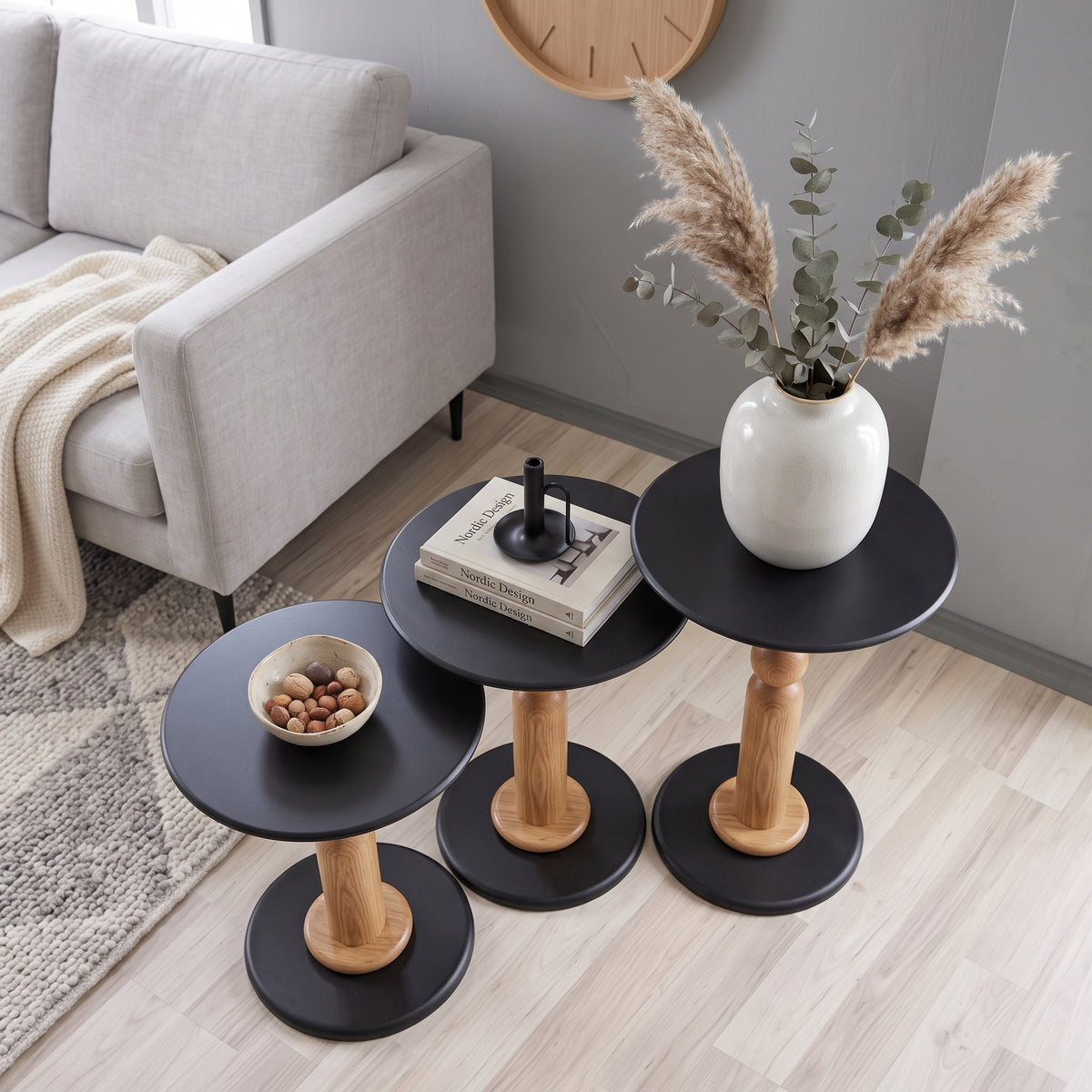 طقم ترابيزات جانبية مودرن RAY567 – 3 قطع – 50×50 سم – ارتفاعات 70/60/50 سم – ضمان سنة