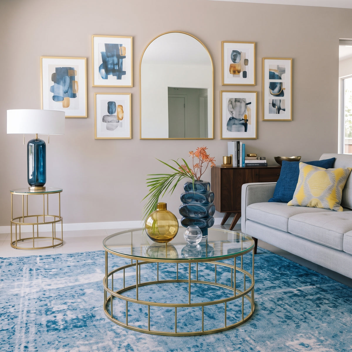 ترابيزة انتريه معدن مع زجاج 70×70×50 سم – كود ST18 – ضمان سنة