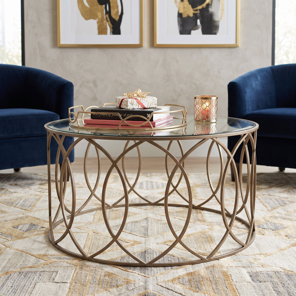 ترابيزة انتريه معدن مع زجاج 80×80×50 سم – كود ST20 – ضمان سنة