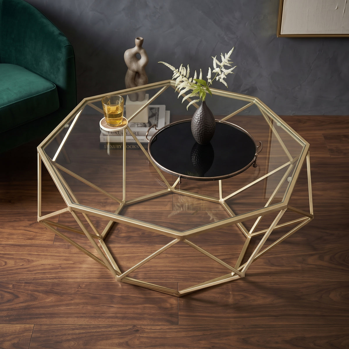 ترابيزة انتريه معدن مع زجاج 90×90×50 سم – كود ST24 – ضمان سنة