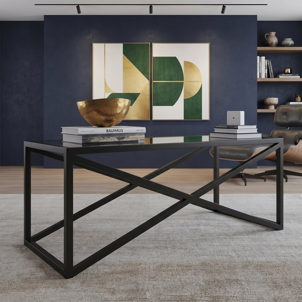 ترابيزة انتريه معدن مع زجاج 90×40×50 سم – كود ST21 – ضمان سنة