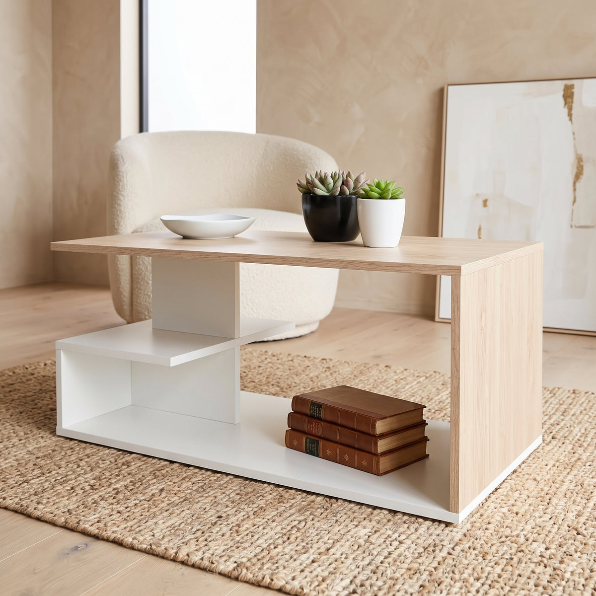 ترابيزة أنتريه خشب MDF تيلاندي – مقاس 90×50×45 سم – كود RAY43 – تنتج عند الطلب – ضمان سنة