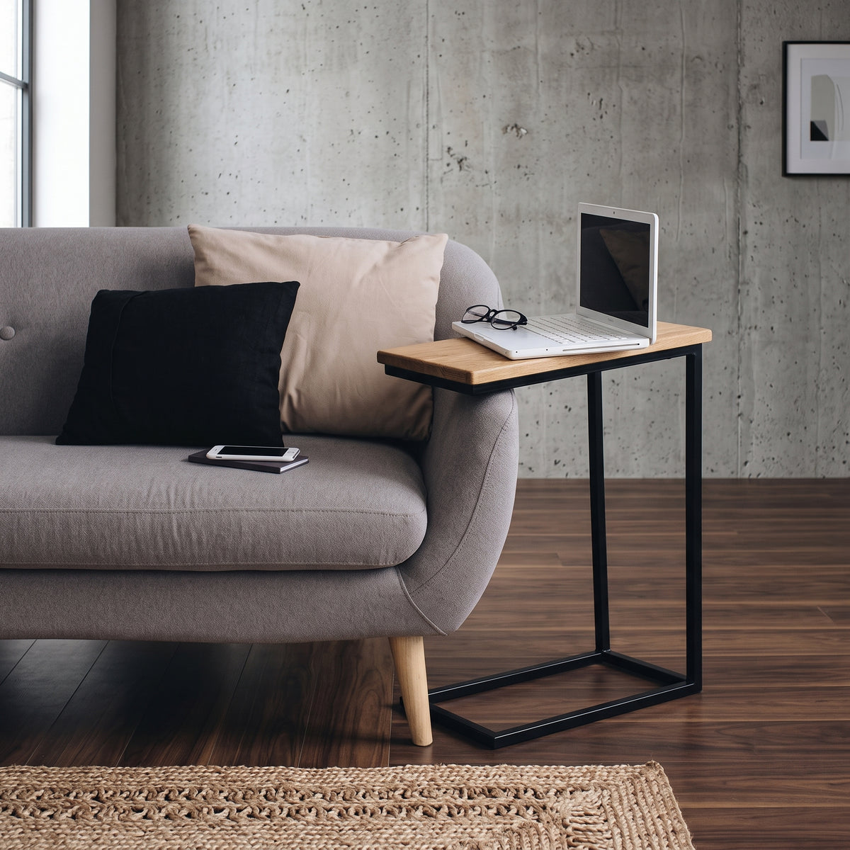 ترابيزة جانبية مودرن معدن مع خشب MDF – كود ST43 – عرض 20 × عمق 30 × ارتفاع 60 سم – ضمان سنة