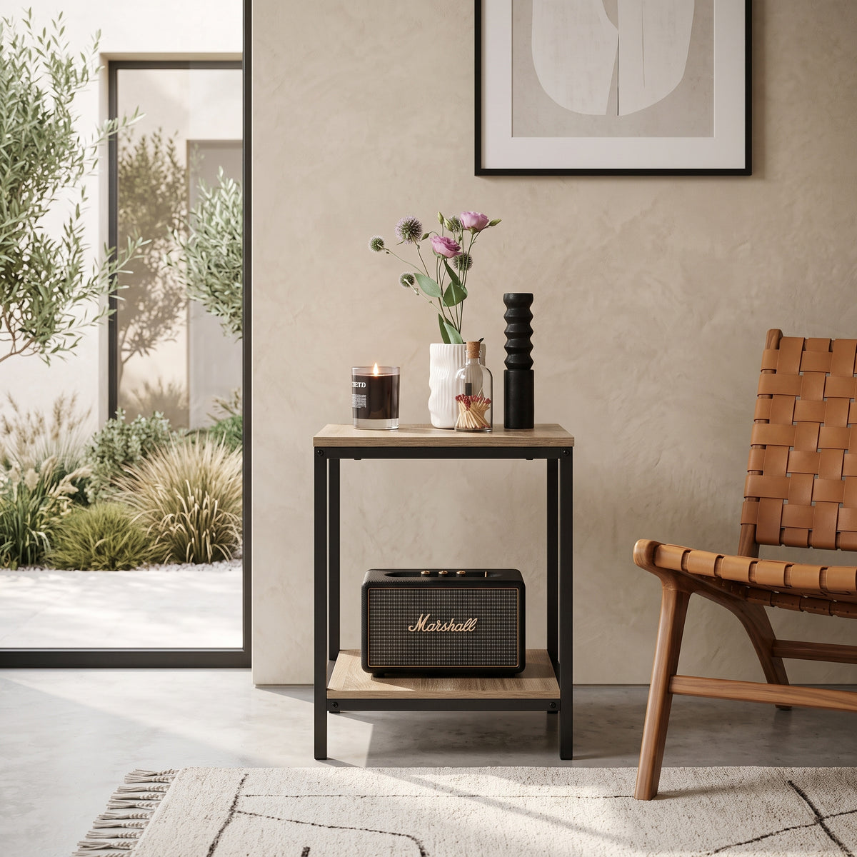 ترابيزة جانبية مودرن معدن مع خشب MDF – كود ST41 – عرض 50 × عمق 40 × ارتفاع 60 سم – ضمان سنة