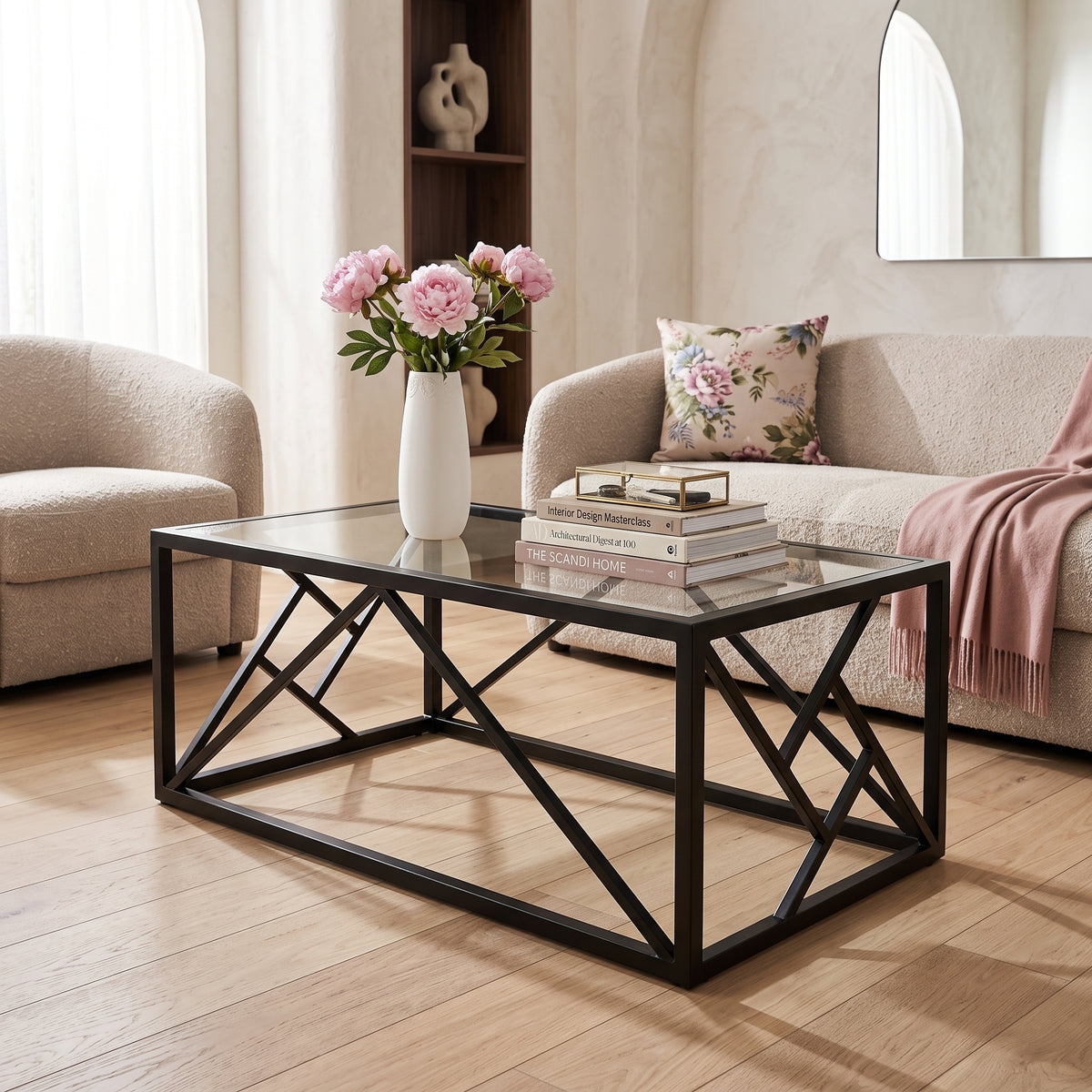 ترابيزة أنتريه معدن مع زجاج 90×40×50 سم – كود ST9 – ضمان سنة