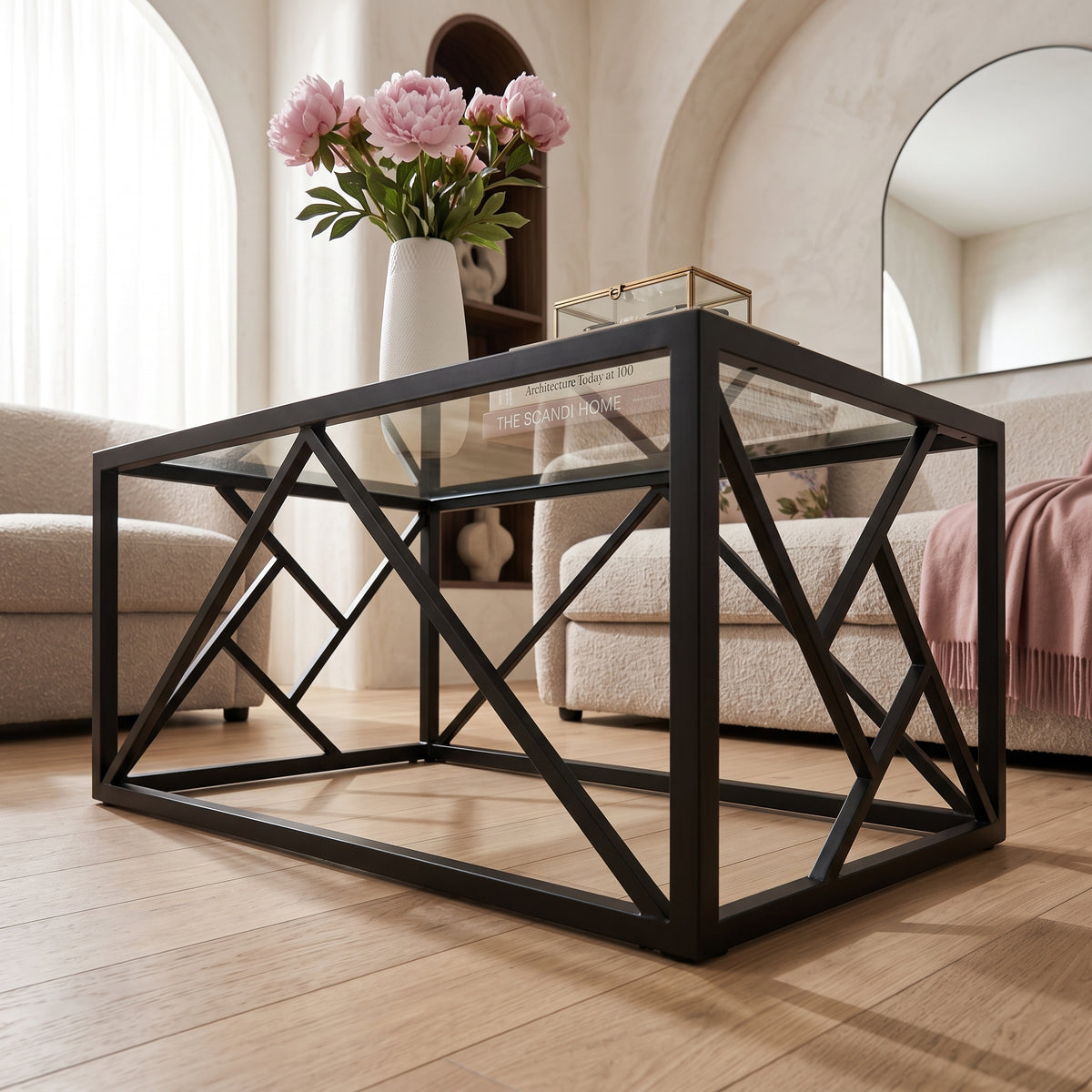 ترابيزة أنتريه معدن مع زجاج 90×40×50 سم – كود ST9 – ضمان سنة