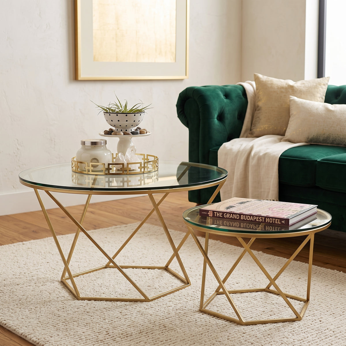 ترابيزة أنتريه معدن مع زجاج 80×80×50 سم – كود ST10 – ضمان سنة