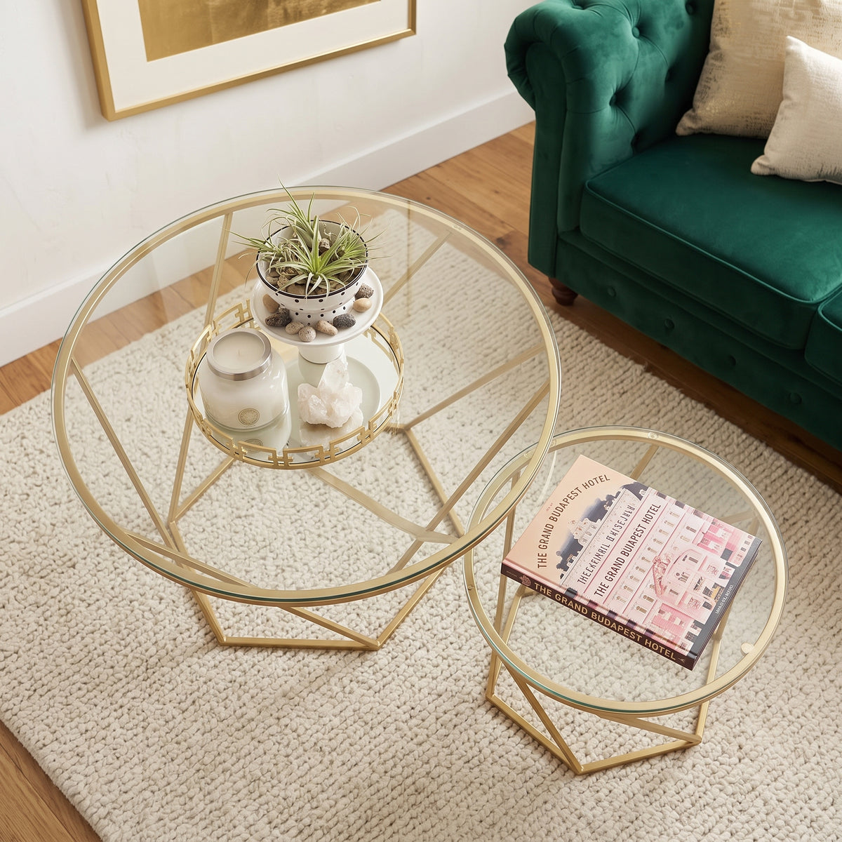 ترابيزة أنتريه معدن مع زجاج 80×80×50 سم – كود ST10 – ضمان سنة