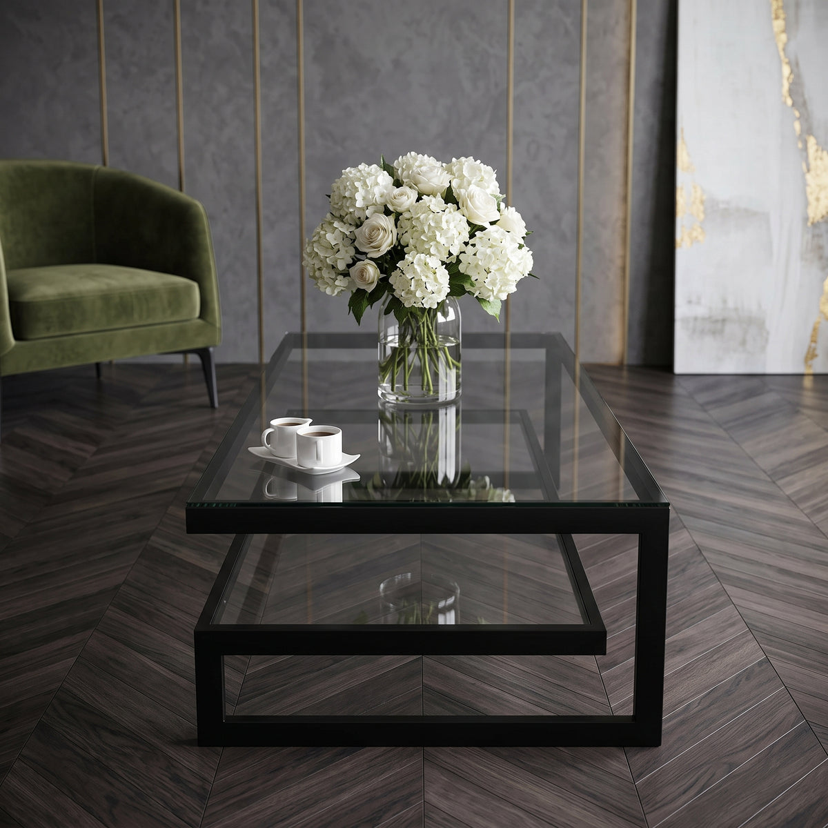 ترابيزة أنتريه معدن مع زجاج 100×60×40 سم – كود ST11 – ضمان سنة