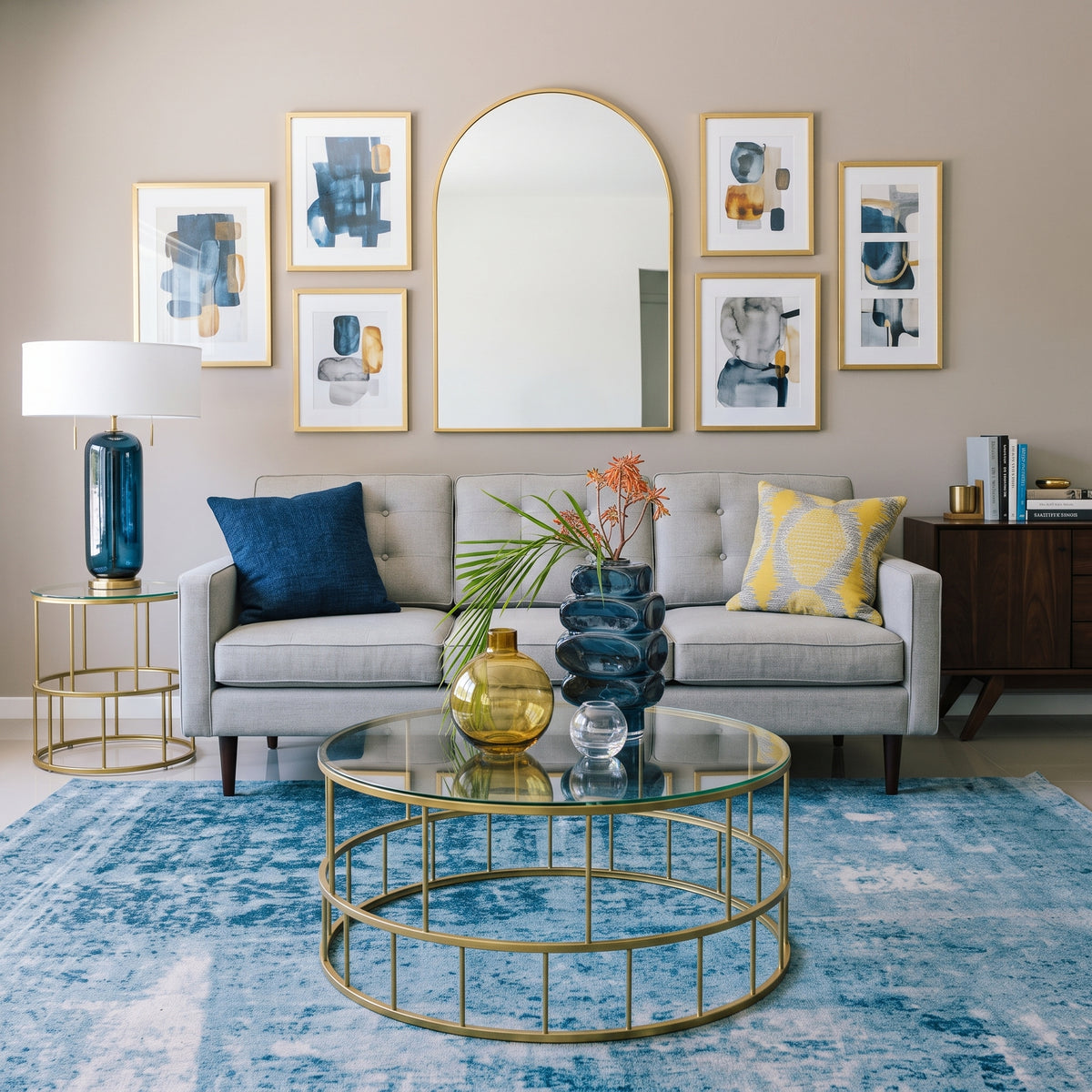 ترابيزة انتريه معدن مع زجاج 70×70×50 سم – كود ST18 – ضمان سنة