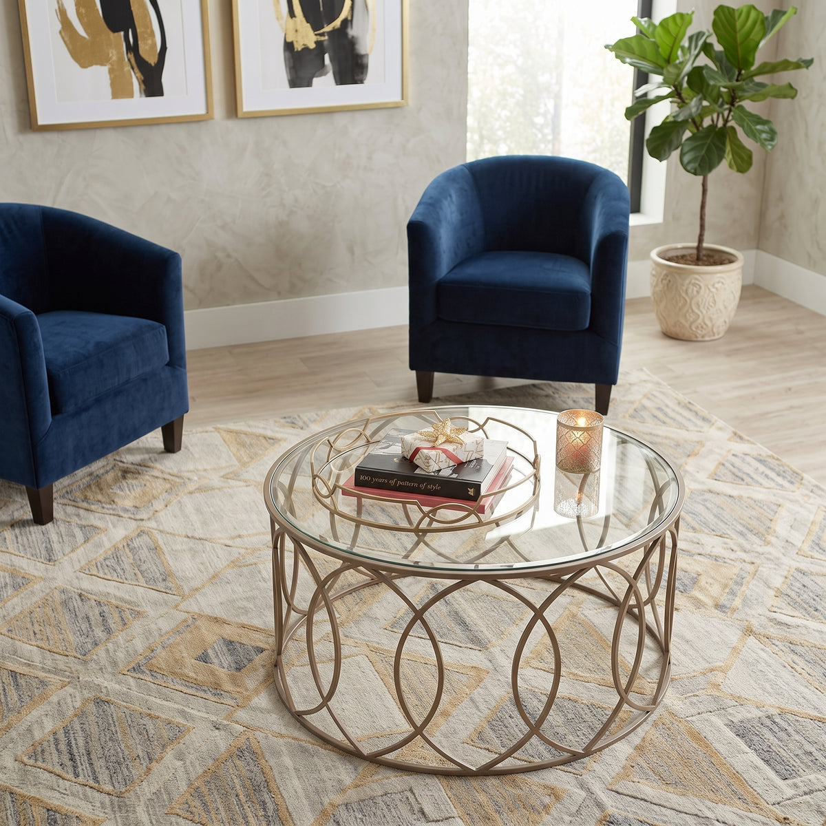 ترابيزة انتريه معدن مع زجاج 80×80×50 سم – كود ST20 – ضمان سنة